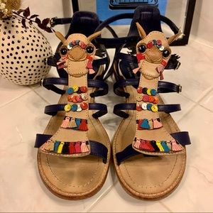 Kate spade sandals camel sz 7.5 gladiator navy